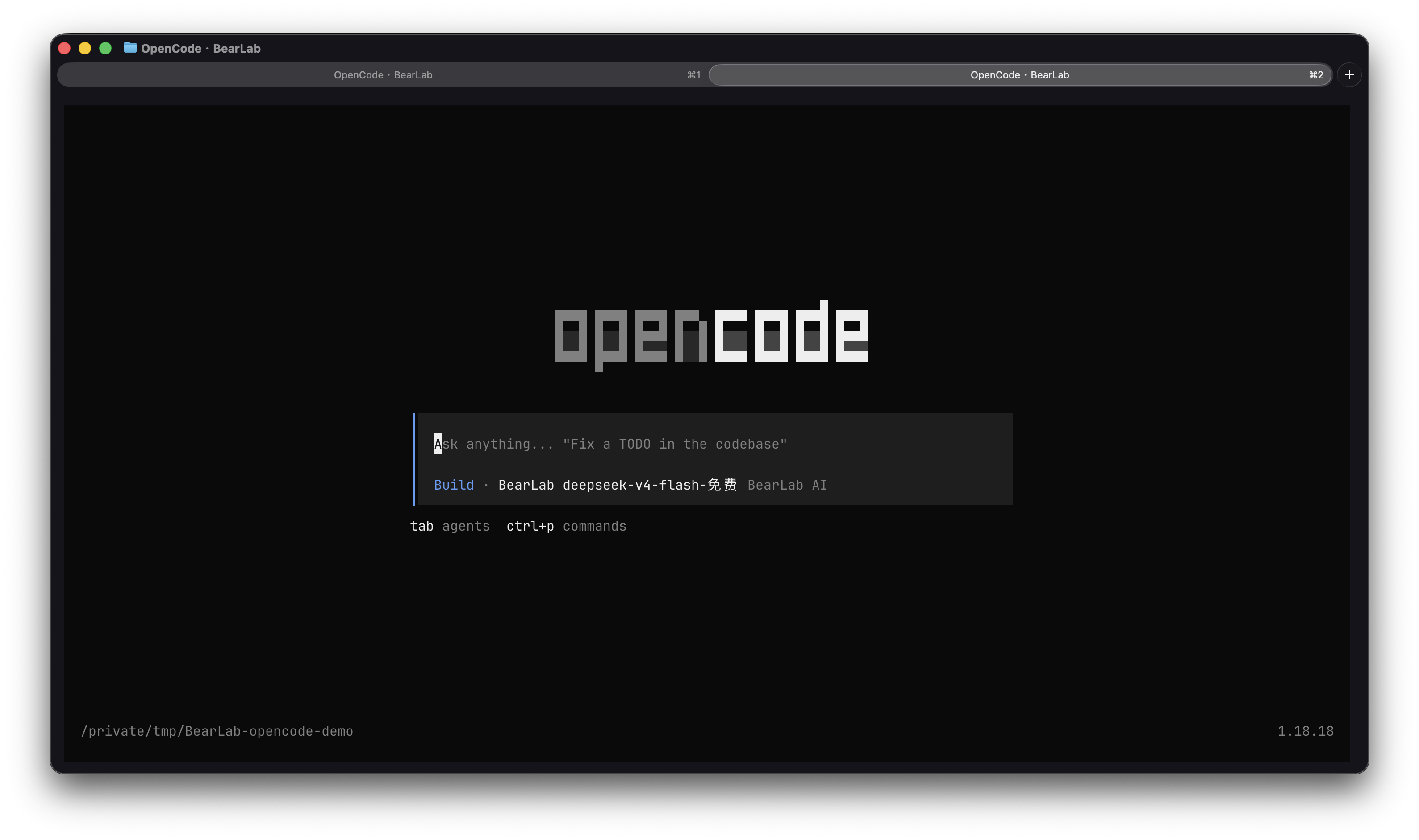 OpenCode 原生 TUI 使用 BearLab 模型